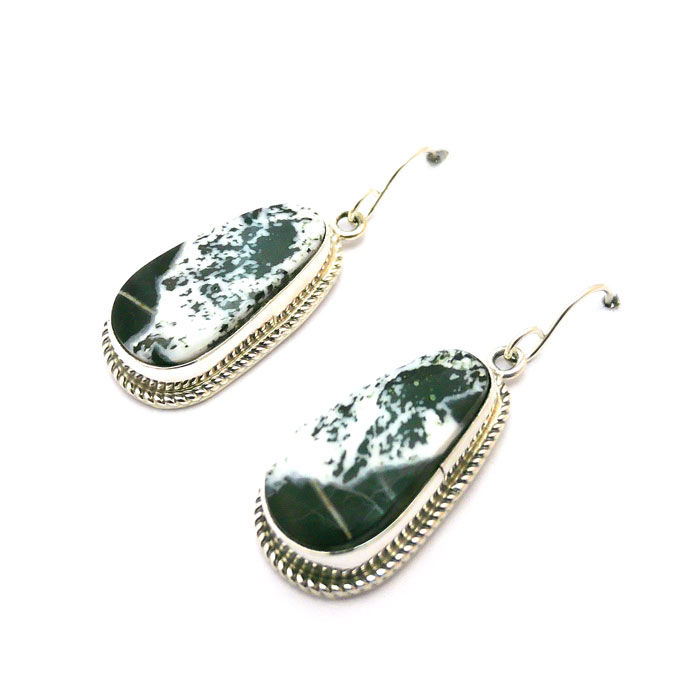 Thumbnail: White Buffalo Turquoise Dangle Earrings #SHB493