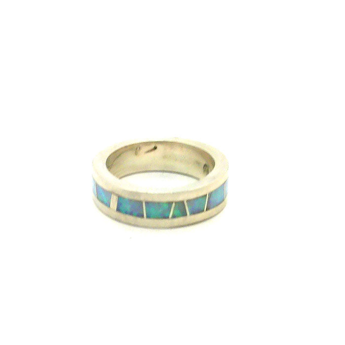 Thumbnail: Fire Opal Channel Inlay Ring Band #VYO778