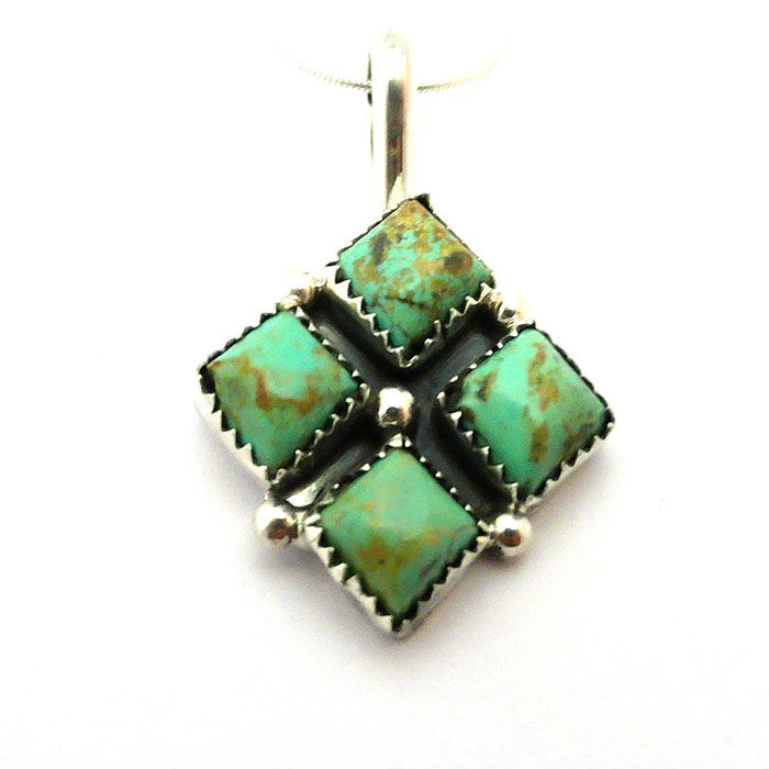 Thumbnail: Diamond Shaped Turquoise Pendant Necklace #SQT345