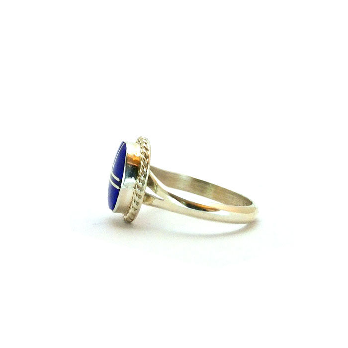 Thumbnail: Sterling Silver Navajo Inlay Lapis Lazuli Ring #IBL333