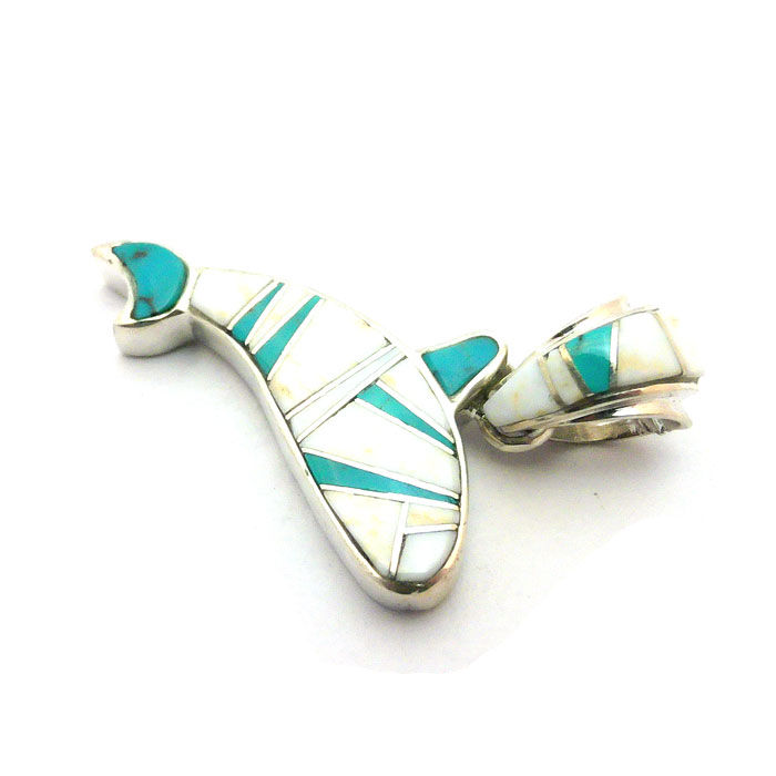 Thumbnail: Navajo Turquoise Inlay Orca Pendant #ORC696