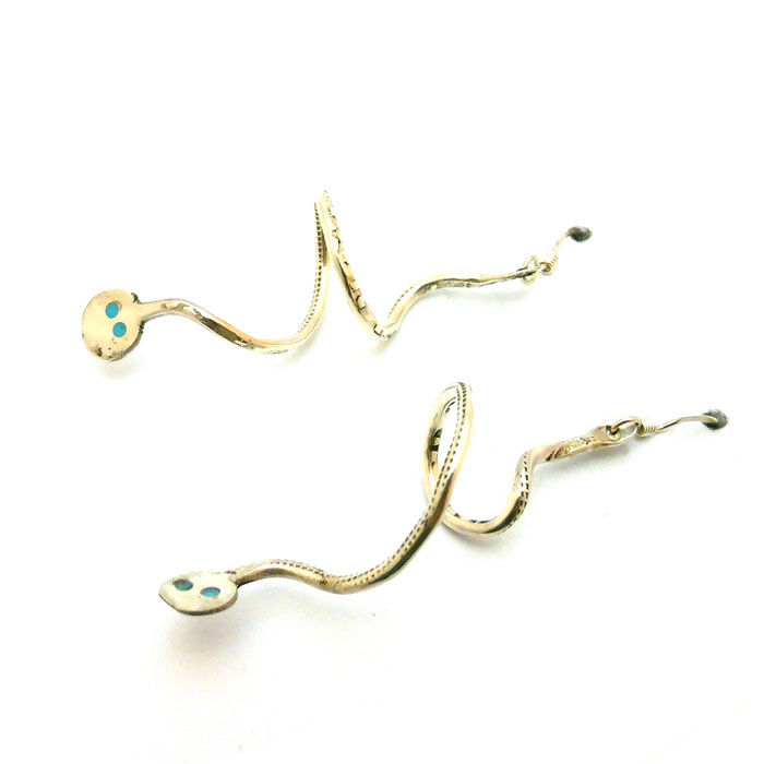 Thumbnail: Sterling Silver & Turquoise Effie C. Snake Earrings #EFF057