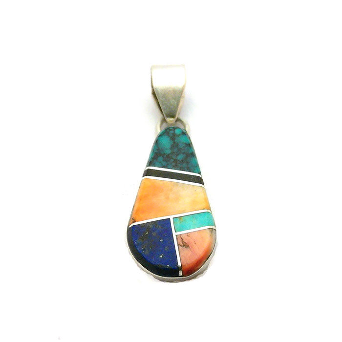 Thumbnail: Tear Drop Navajo Inlay Pendant #TEX317