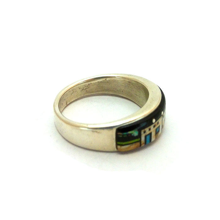 Thumbnail: Navajo Inlay Pueblo Night Sky Ring #AIR357