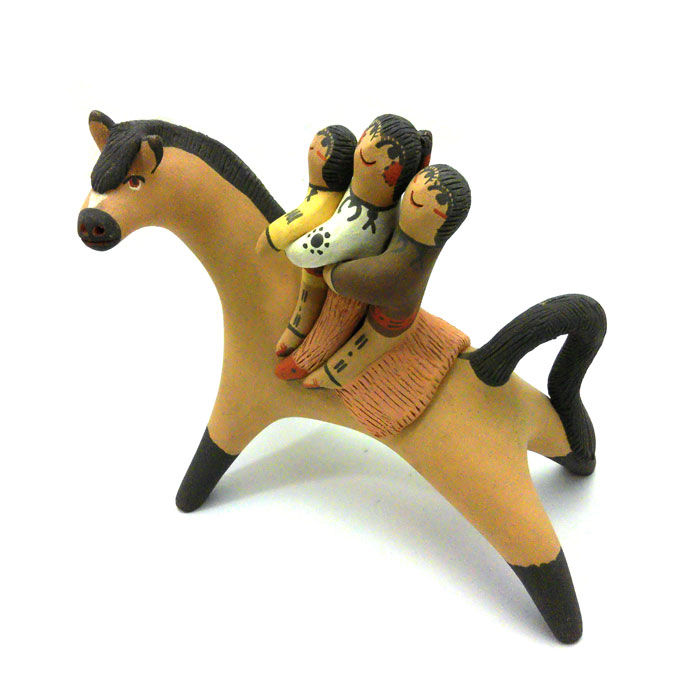 Thumbnail: Jemez Pueblo Horse With Three Children Storyteller #JCF711