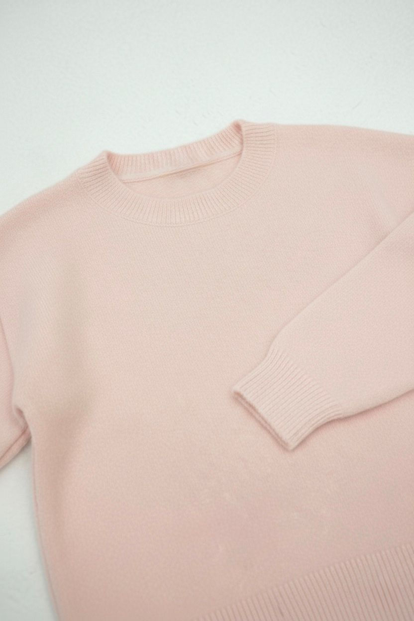 Küçük resim: Bisiklet Yaka Pembe Yumuşak Dokulu Kazak