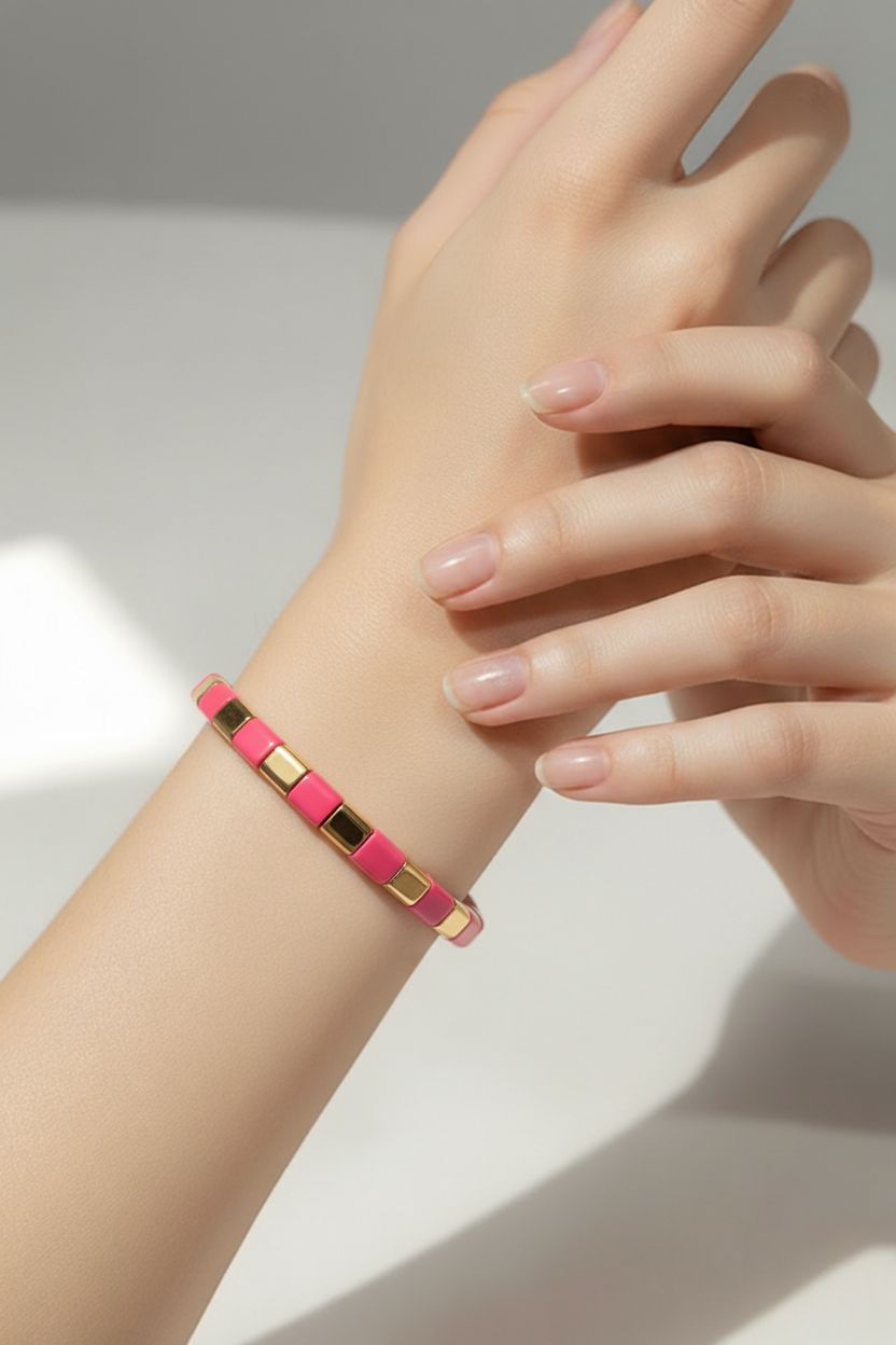 Küçük resim: Renkli Altın Dizim Bileklik