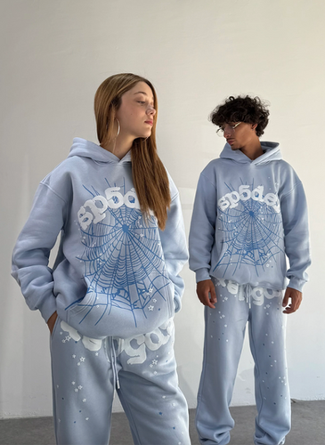 Sky Blue Sp5der Hoodie – Spider Sweatpants Streetwear Aesthetic
