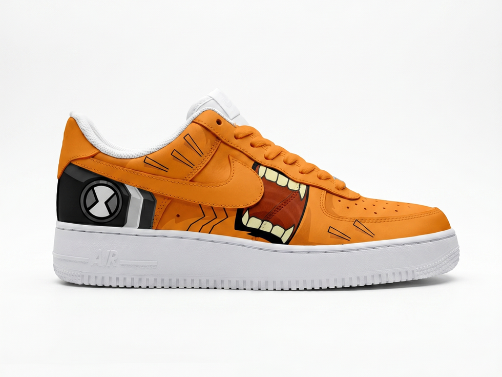 Wildmutt Ben 10 Cartoon Network Air Force 1 custom hand-painted sneakers Omnitrix feral alien design