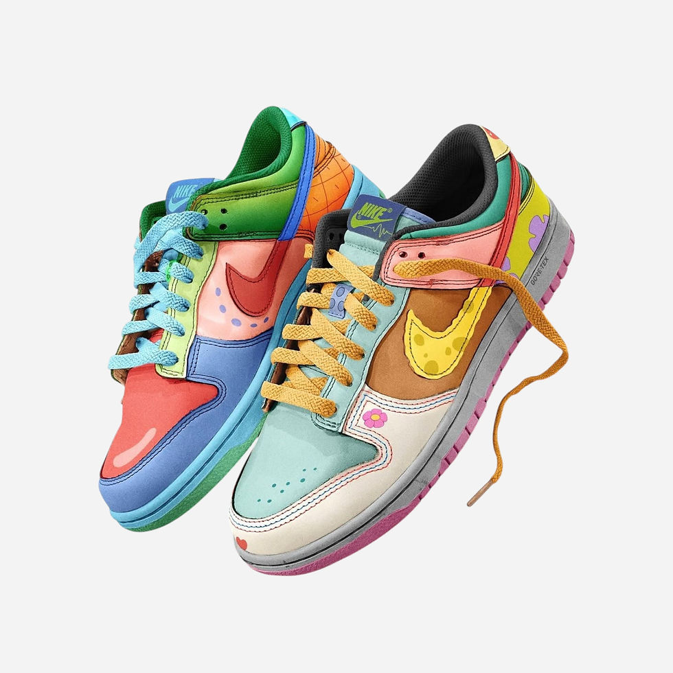 SpongeBob Custom Nike Dunk Sneakers in bright yellow with cartoon character design