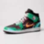 Tanjirou Kamado Ver.1 Demon Slayer custom Air Jordan 1 shoes with green-and-black checkered pattern and hanafuda detail