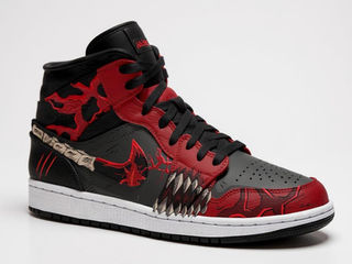 custom red and black jordans
