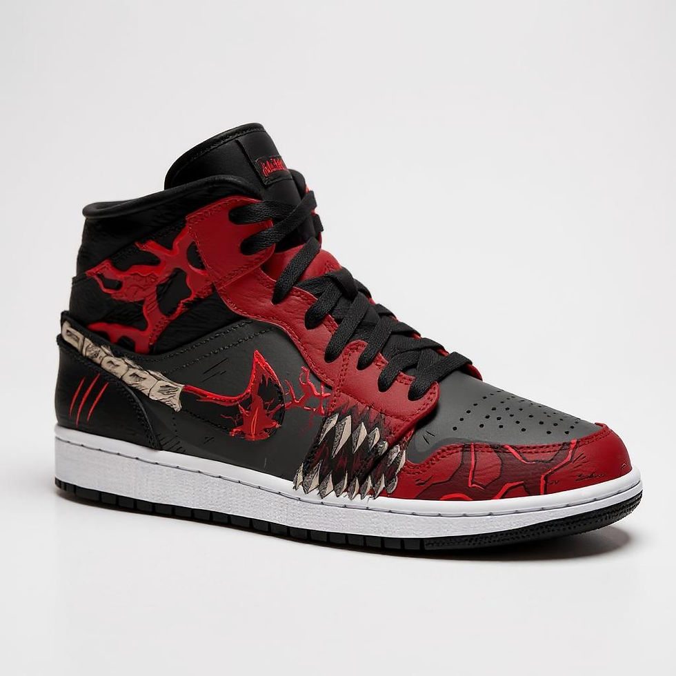 Muzan Kibutsuji Demon Slayer Air Jordan 1 custom shoes with black and white design and red demon accents