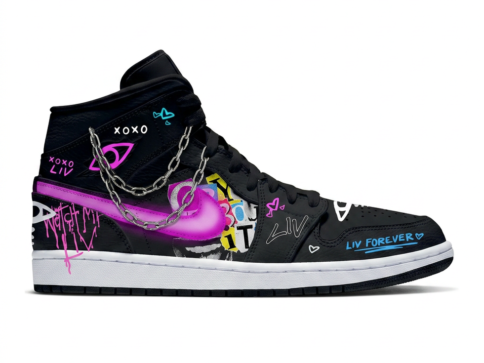 Liv Morgan WWE Air Jordan 1 custom hand-painted sneakers women's champion design