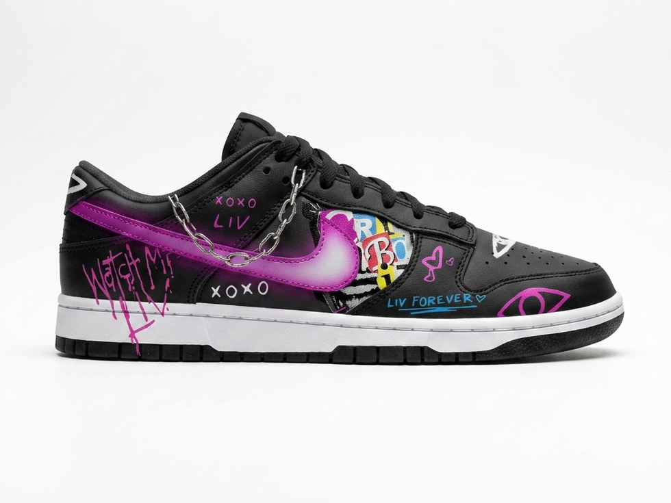Liv Morgan WWE Nike Dunk custom hand-painted sneakers women's champion design