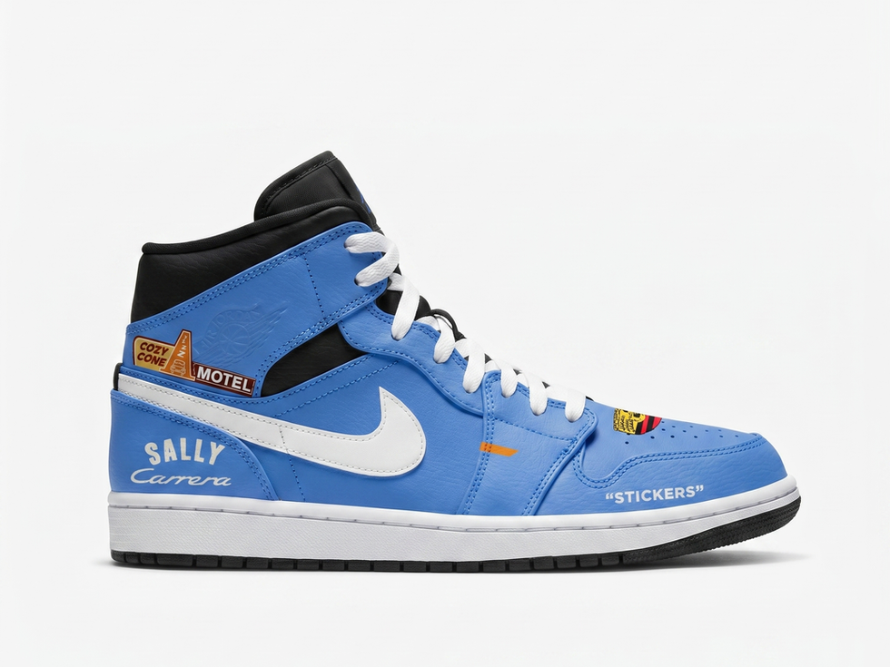 Sally Disney Pixar Cars Air Jordan 1 custom hand-painted sneakers Radiator Springs design