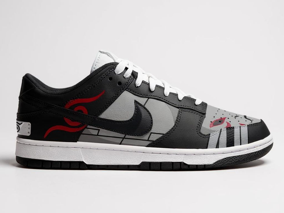 Anbu Naruto custom Nike Dunk shoes with black and red ninja design
