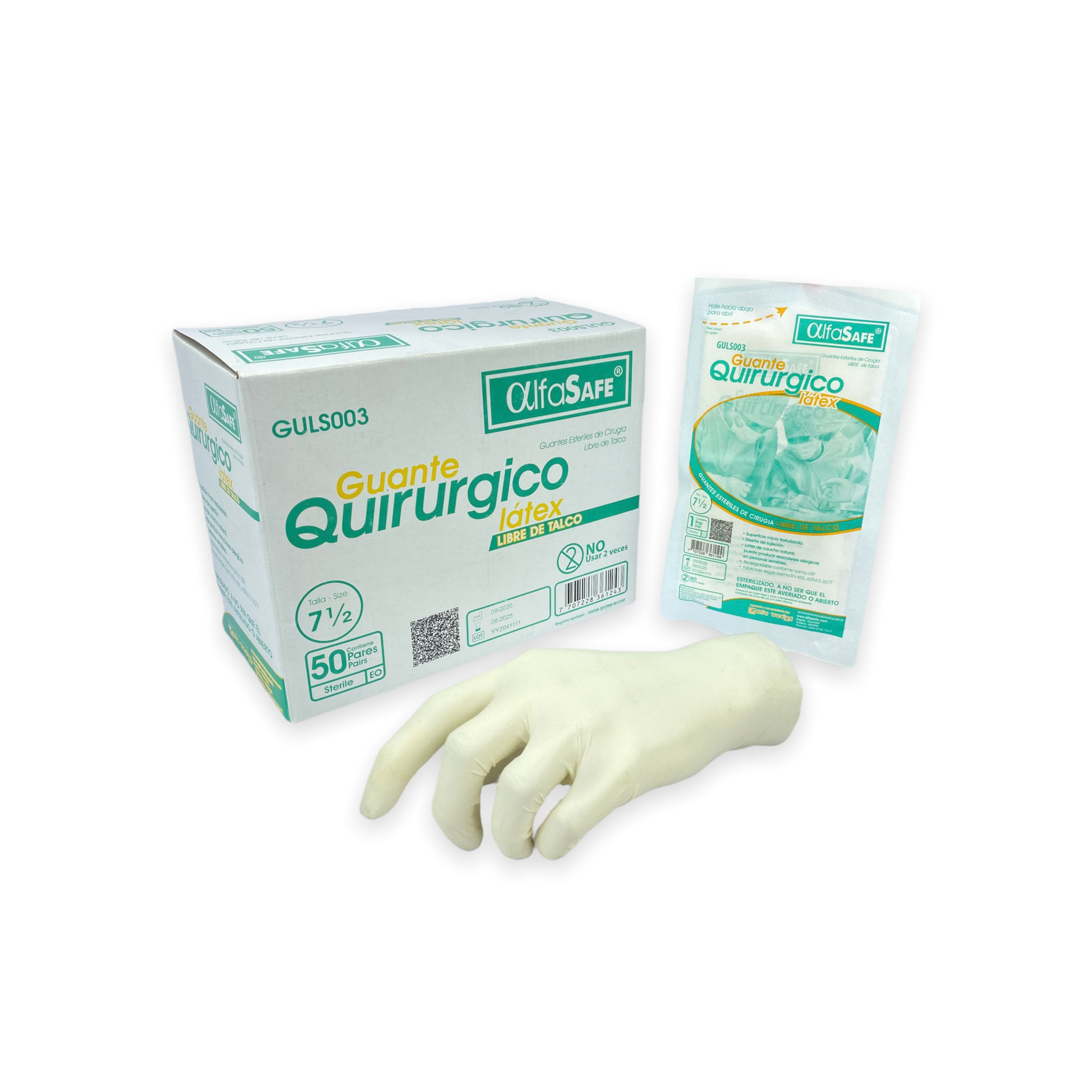 GUANTE CIRUGIA ESTERIL SIN TALCO ALFASAFE