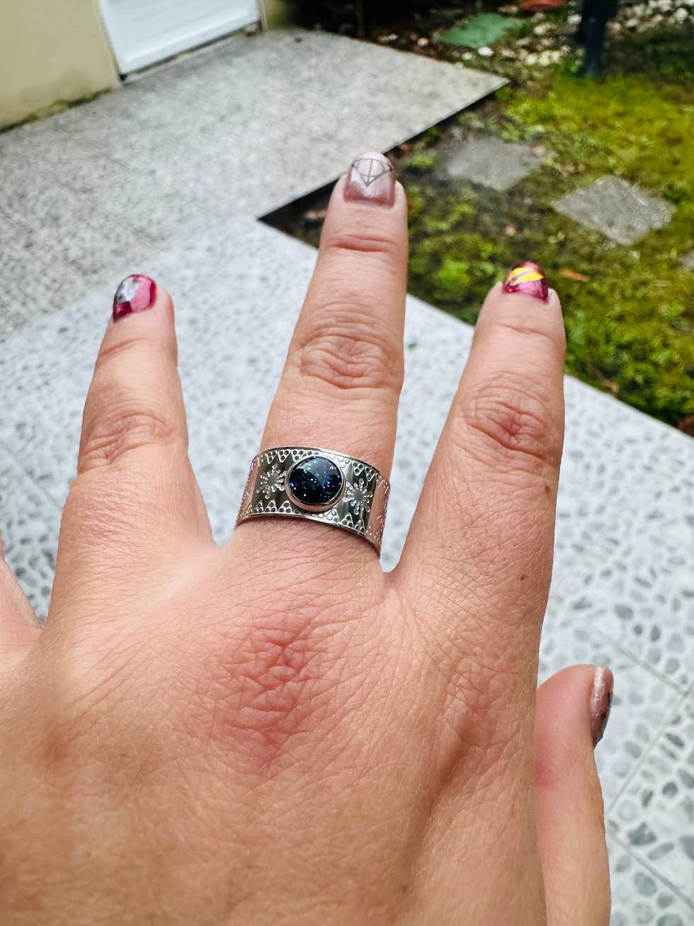 Miniature : Bague flocons noir holographique 