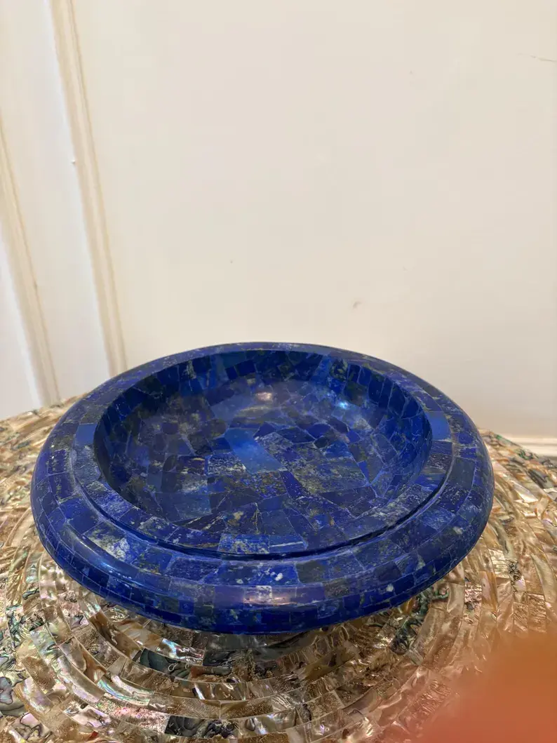 Thumbnail: Handcrafted Lapis Lazuli Decorative Bowl – Luxurious Home Accent
