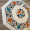 Thumbnail: Handmade White Marble Table Top – Blue & Orange Floral Inlay with Semi-Precious