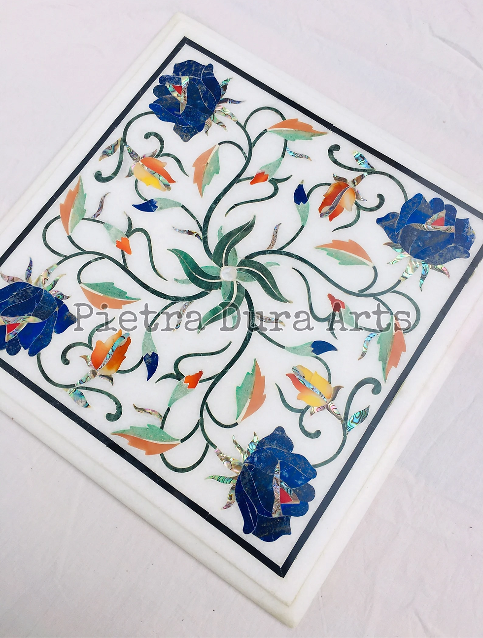 Exquisite Pietra Dura Marble Inlay Art – A Symphony of Floral Elegance