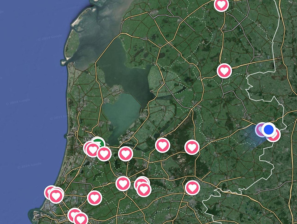 a map of the netherlands showing the locations of blind centres