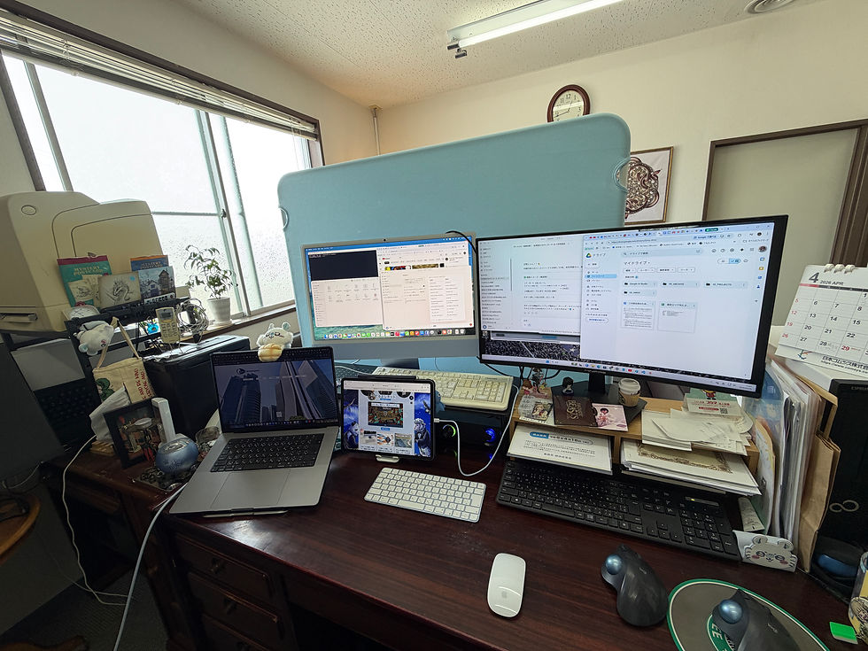 📷 Mac2台とiPad Pro、Windows 2台をモニター1つに