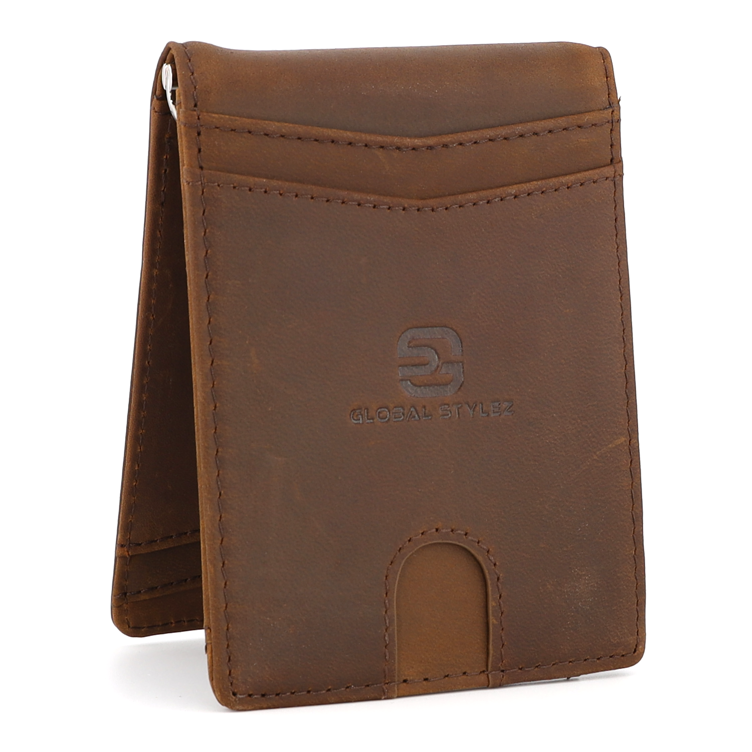 Men's Wallet Front Pocket Slim RFID Blocking Bifold Crazy Horse Cowhide Leather