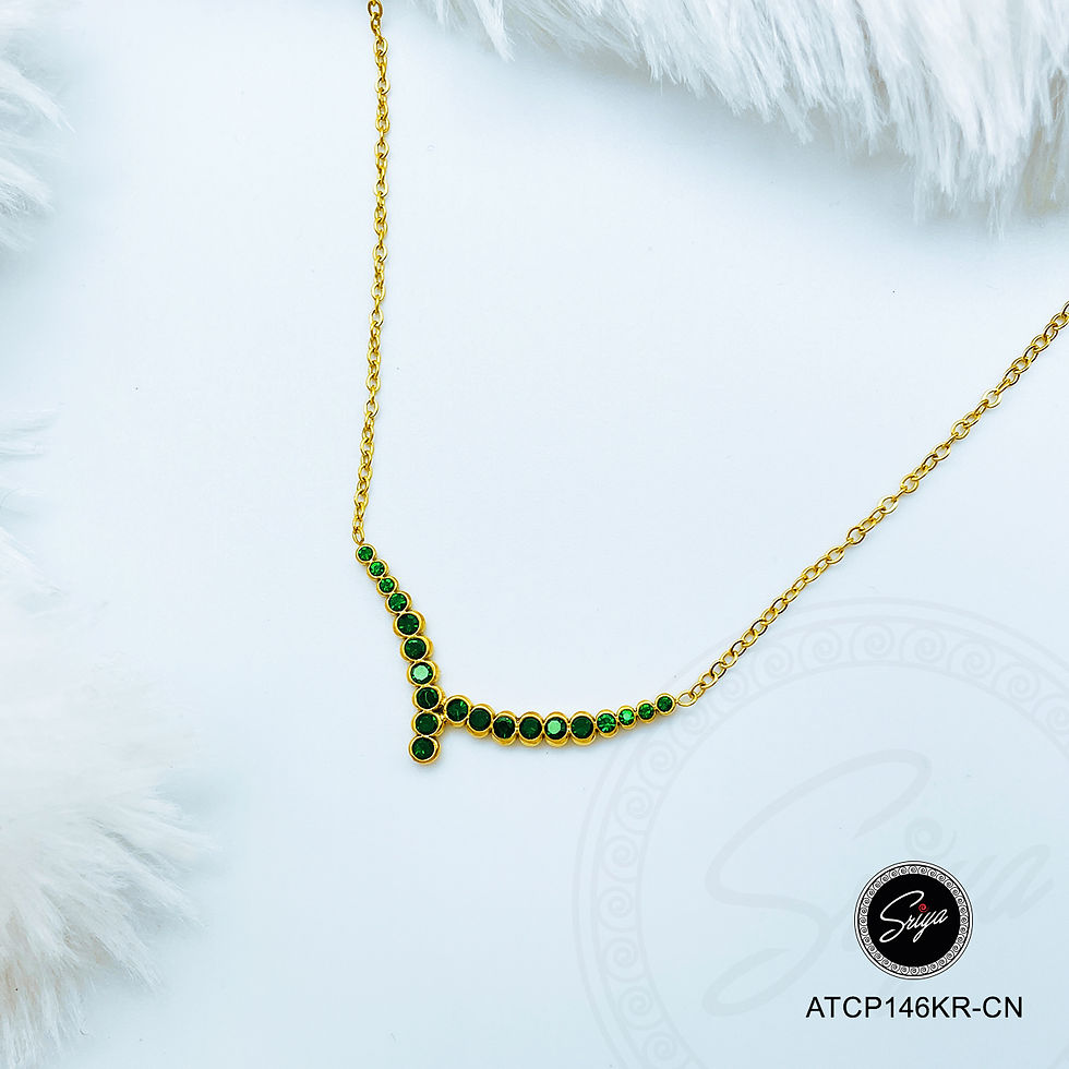 Thumbnail: Green Grace Anti Tarnish Golden Necklace