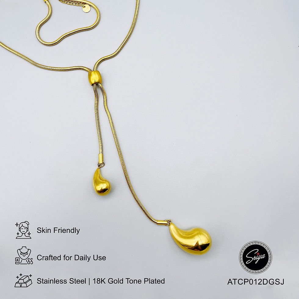Thumbnail: Twin Drop Anti Tarnish Tie Necklace