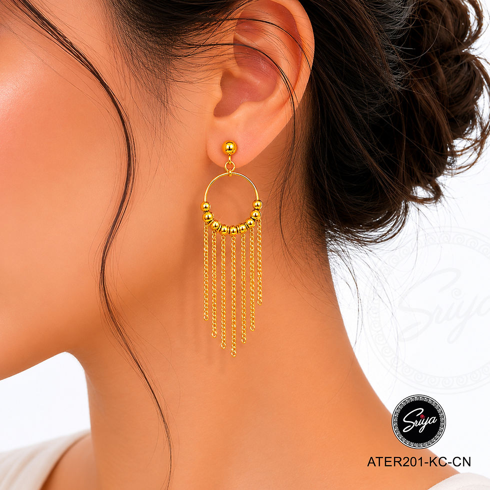 Thumbnail: Golden Waterfall Golden Anti Tarnish Earrings