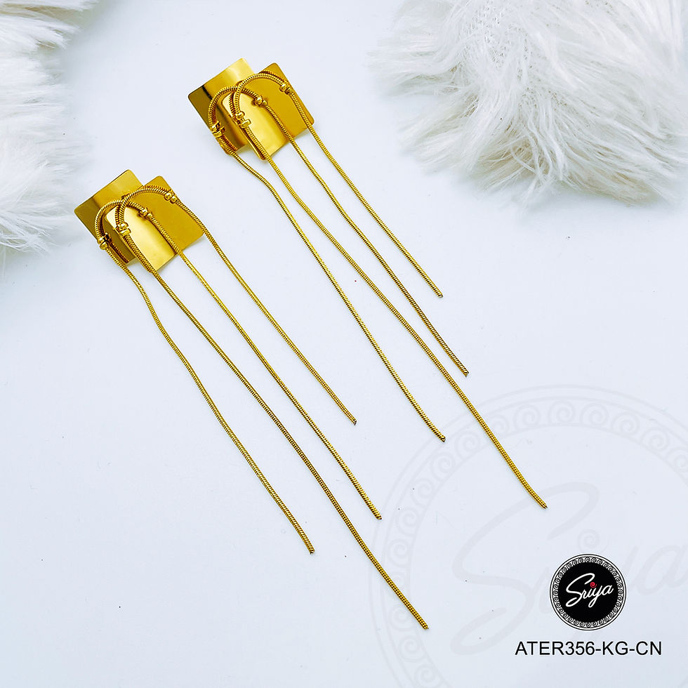 Thumbnail: Silk Chains Golden Anti Tarnish Earrings