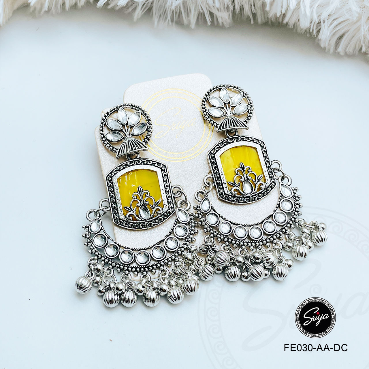 Begum Mahal Fusion Earrings (Yellow)