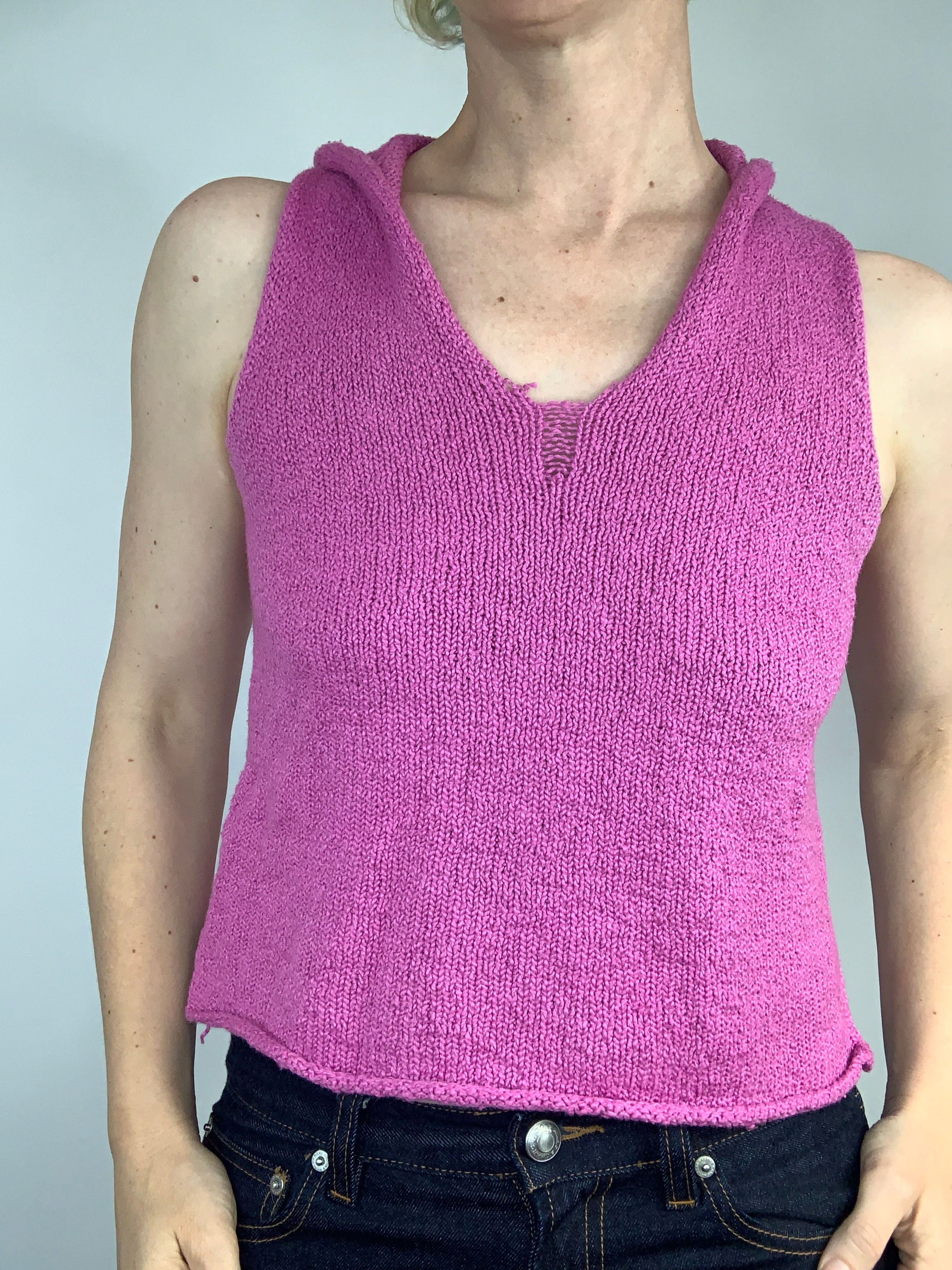 Hot Pink Hoodie Sweater tank