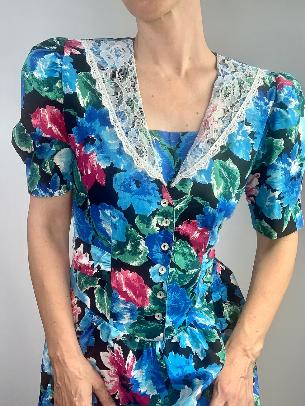 Thumbnail: Bold Floral Cottage Core Flowy Midi Dress