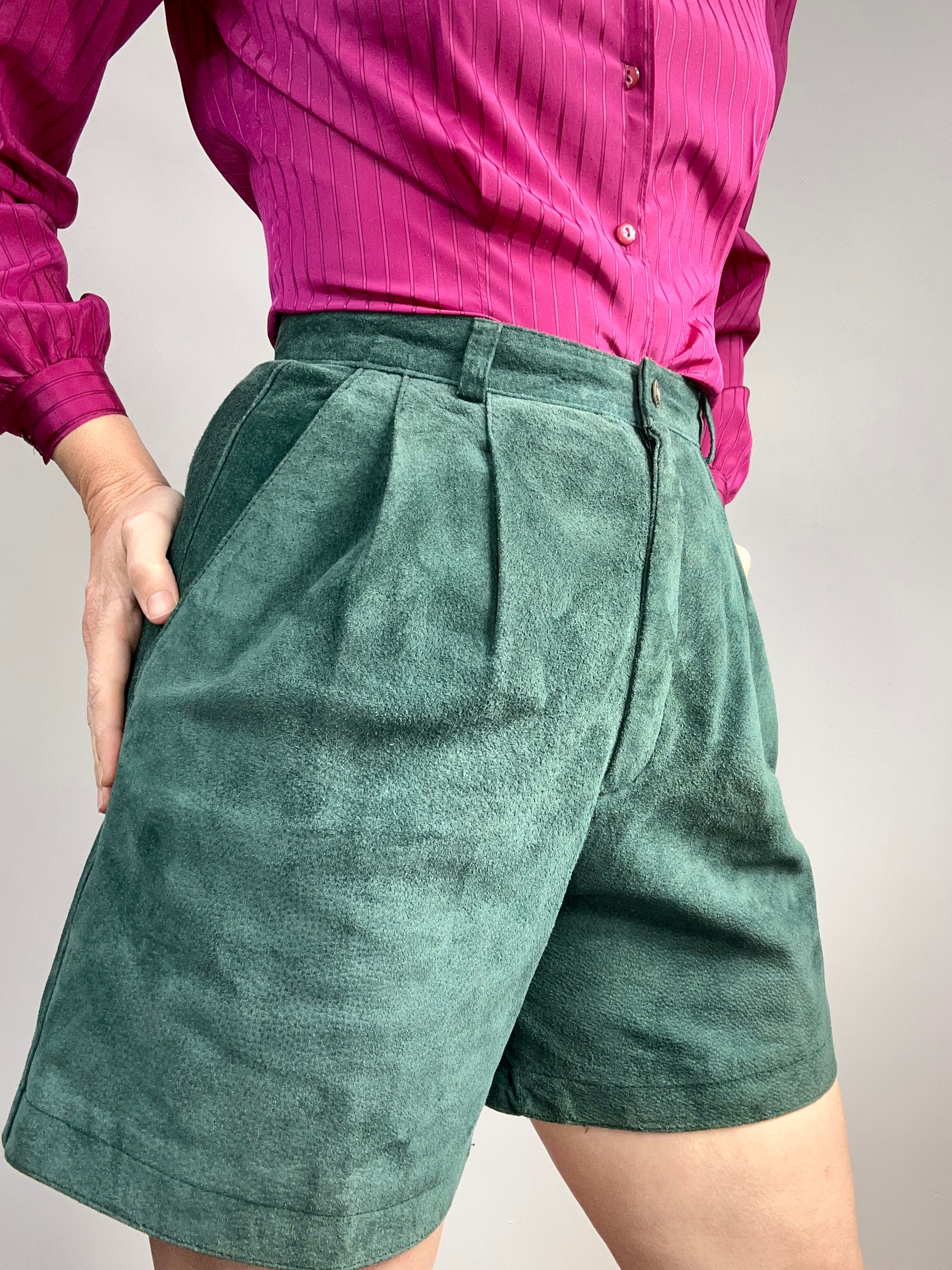 Vintage Suede High Waist Leather Shorts