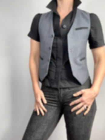 Grey + Black Suit Vest w/ Polkadot lining
