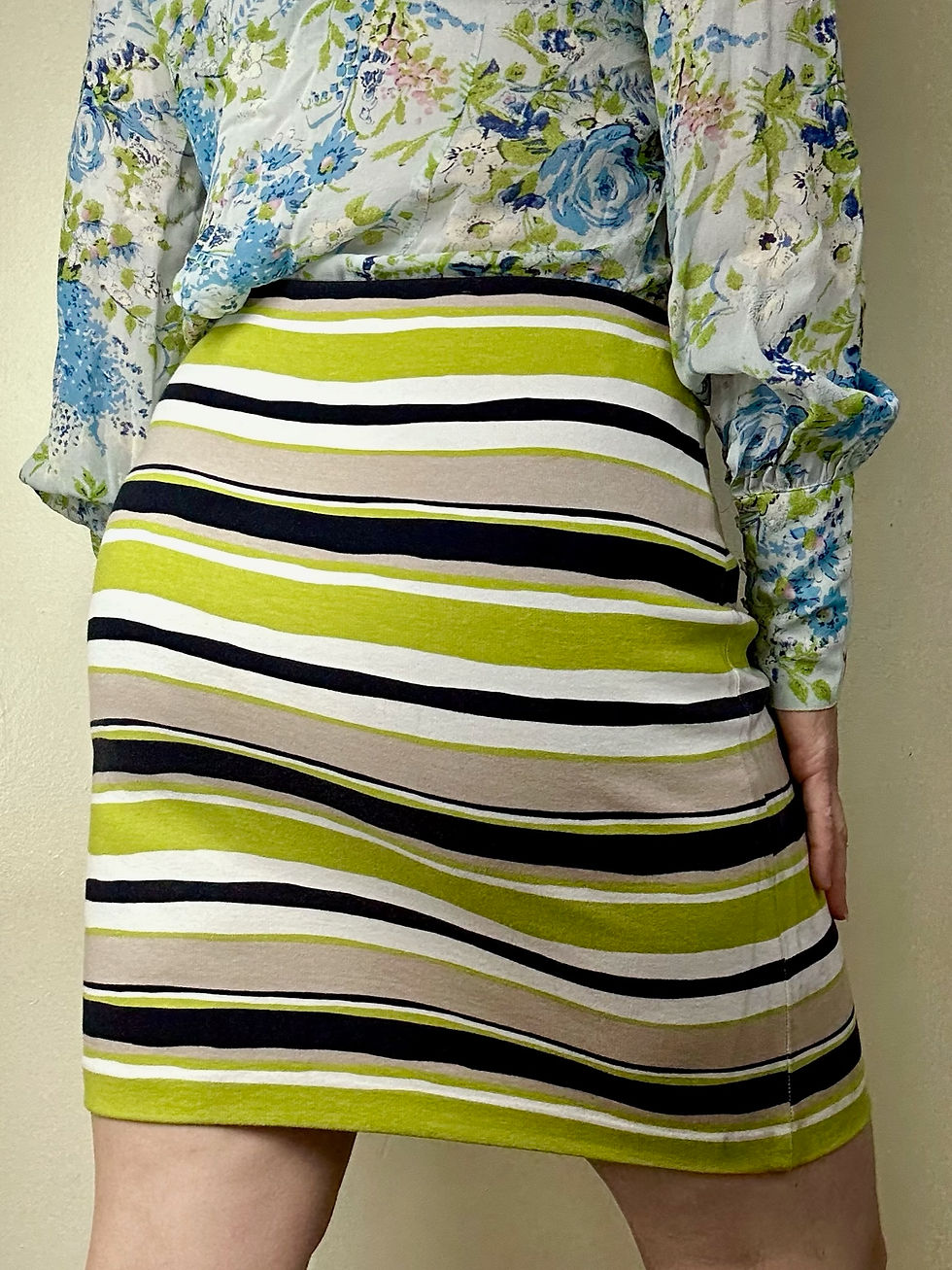Thumbnail: Fitted Striped Midi Skirt