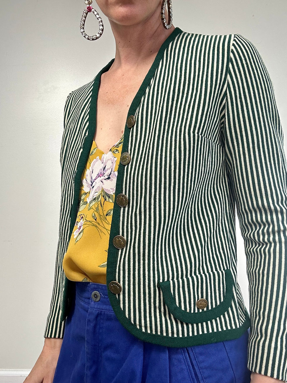 Thumbnail: Vintage Striped Knit Button Front Cardigan