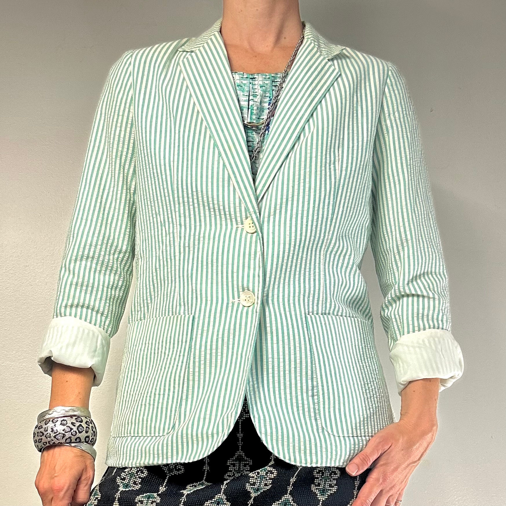 Vintage Striped Cotton Blazer