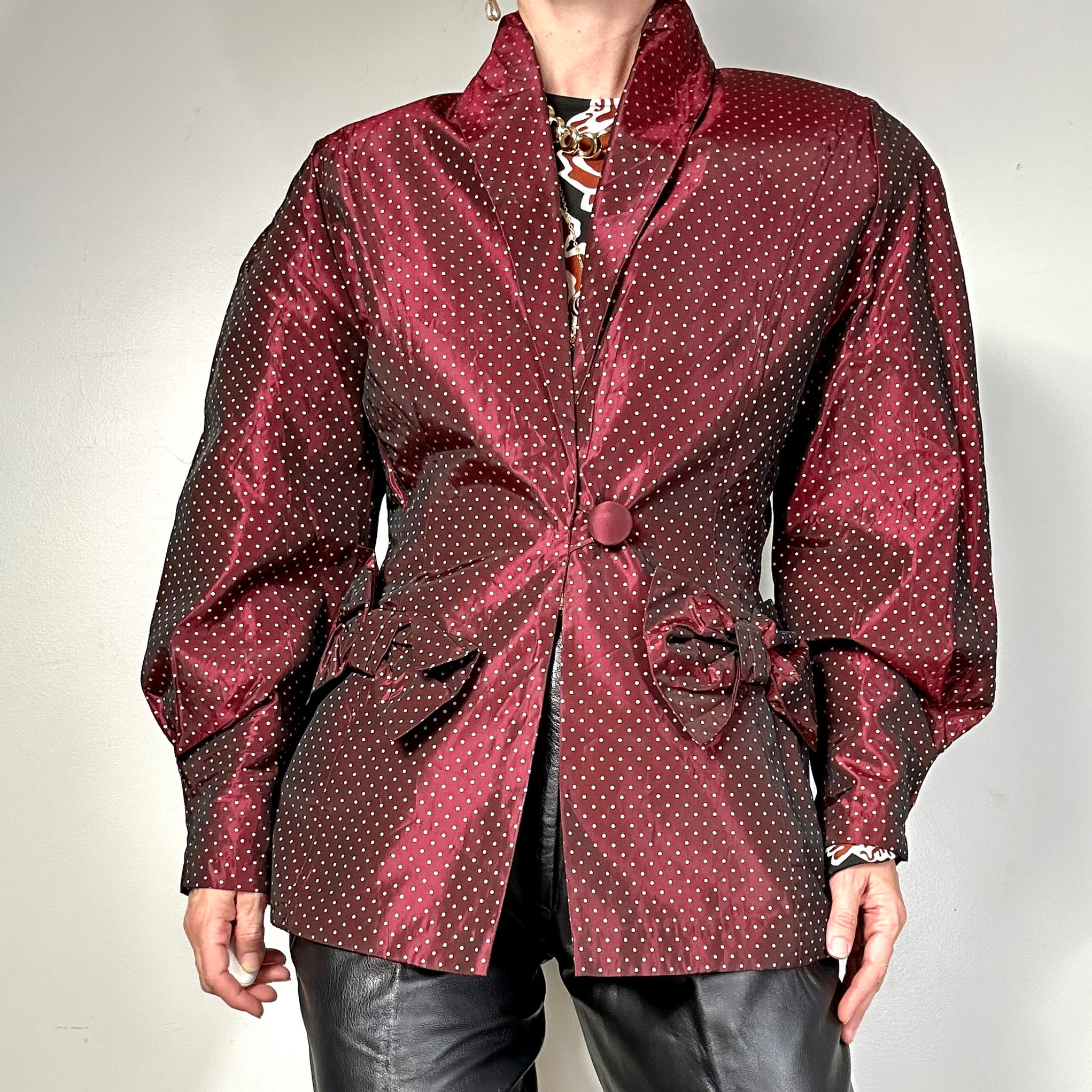 Vintage Puff Sleeve Polka Dot Jacket