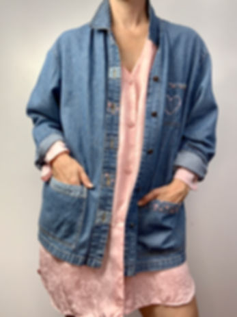 Vintage Denim Jacket with Cottage Core Details