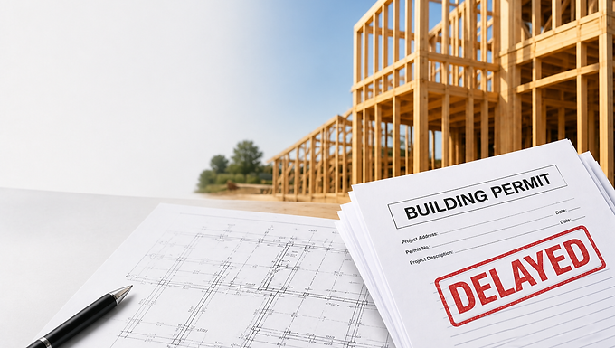 Building permit delay in Ontario showing mechanical, plumbing, electrical, and fire protection drawing issues