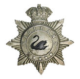 Circa Post 1895, Hat Badge (Non-Voided), White Metal, Height 53mm, REF: Page 271, Military Badges of the Australian Colonies 1800-1903, Rick GREBERT, 2000