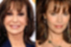 Two women with brown hair, wearing earrings, appear side by side. Both have neutral expressions against a neutral background.