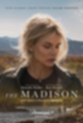 Woman with closed eyes in nature, mountains in background. Text: "The Madison," stars listed, streaming March 14 on Paramount+.