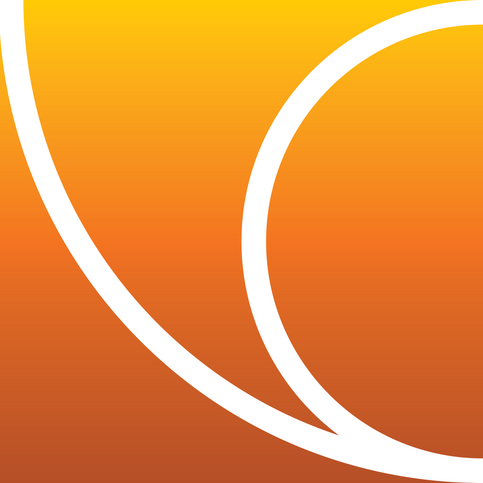 orange to yellow vertical gradient with partial logo drawn as white line