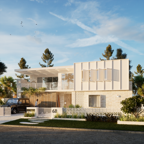 A striking contemporary home design with a bold mix of textures to present a simply breathtaking home to its locality