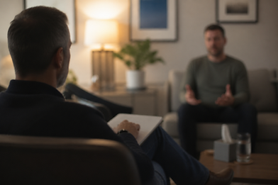 Man in therapy for Help With Alcoholism